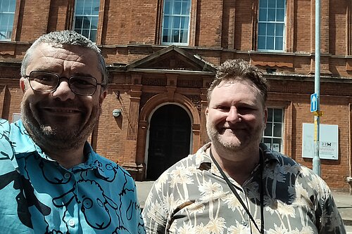 Tim Prater & Connor McConville outside 2 Grace Hill