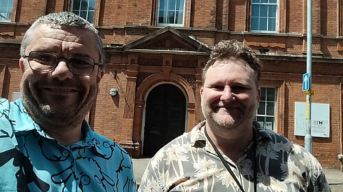 Tim Prater & Connor McConville outside 2 Grace Hill