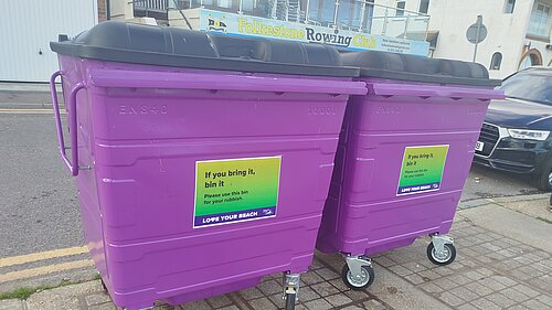 Purple bulk waste bins