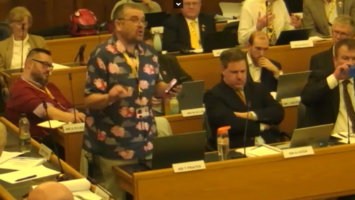Screenshot of Tim Prater speaking at Kent County Council