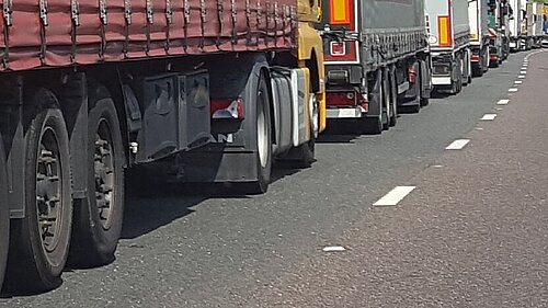 Lorries queuing / traffic jam