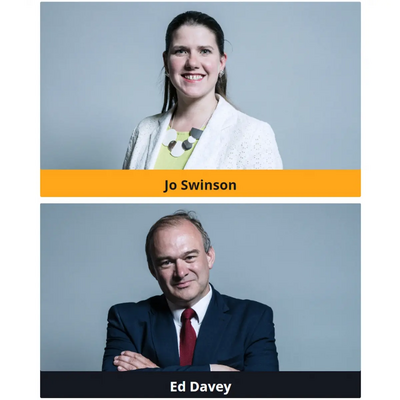 Image courtesy of From screenshot of Federal Party website 12/6/19 Jo Swinson and Ed Davey