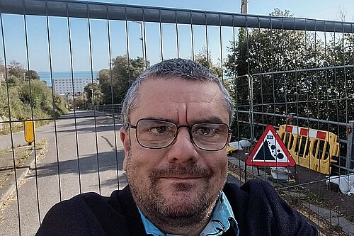Tim Prater by the currently closed Folkestone Road of Remembrance