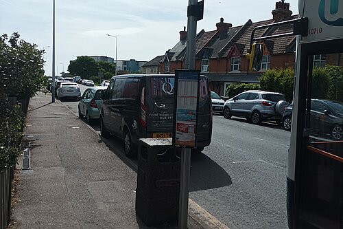 Bus stop with bus