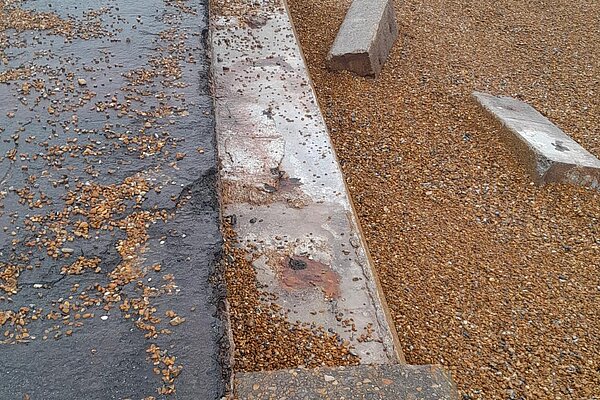 Storm damage on seafront