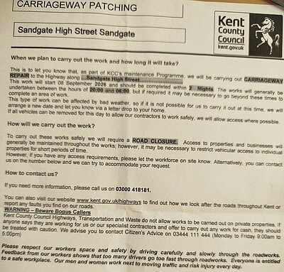 Notification letter from Kent County Council