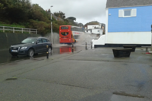 Sandgate Esplanade road and pavement flooding