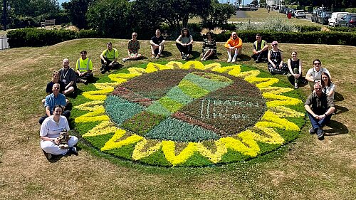Baton of Hope flower bed on The Leas, Folkestone