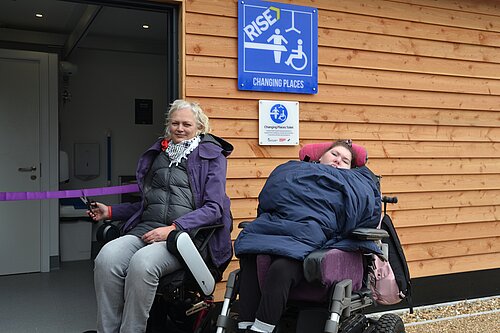 Users cutting the ribbon on new Lower Leas Park Changing Places toilet