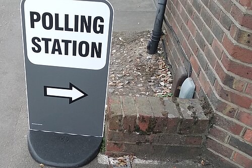 Polling station sign