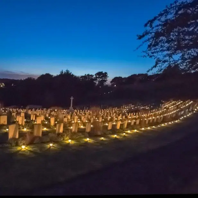 Image courtesy of The Shorncliffe Trust Shorncliffe Military Cemetery lit by lanterns
